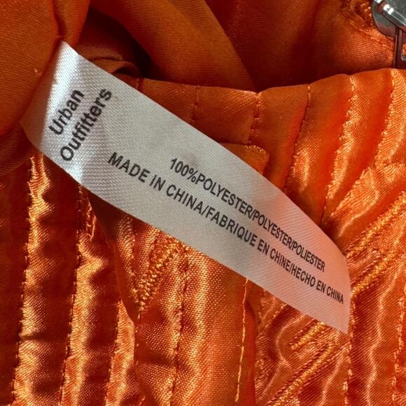 Urban Outfitters Orange Quilted Satin Tote Bag Lightning Bolt Graphic Design - Picture 9 of 9